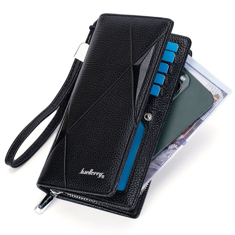 Baellerry S1240 Lychee Pattern Business Casual Zipper Long Wallet Multi-card Slot Clutch Bag(Coffee)
