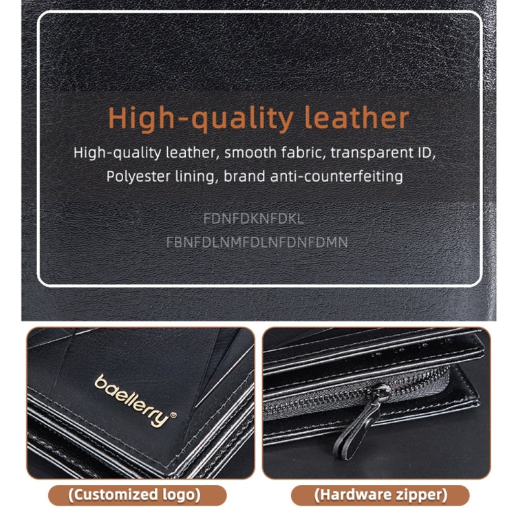 Baellerry D3213 Retro Leather Short Wallet Multi-card Slot Zipper Card Holder(Claret)