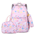 3 In 1 Kids  School Backpack Small Student Book Bag with Lunch Bag ＆ Pencil Case(Pink)