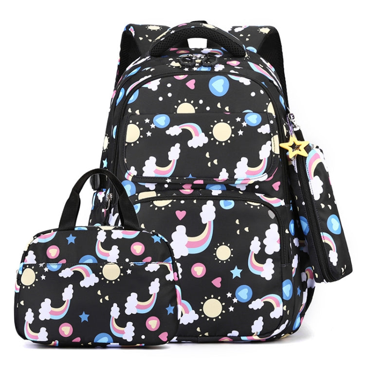 3 In 1 Kids  School Backpack Small Student Book Bag with Lunch Bag ＆ Pencil Case(Black)