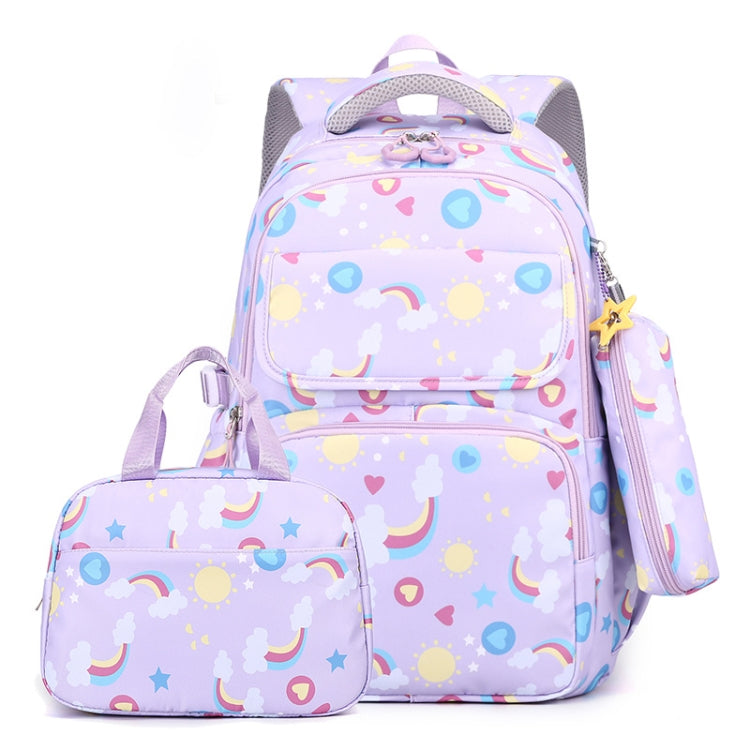 3 In 1 Kids  School Backpack Small Student Book Bag with Lunch Bag ＆ Pencil Case(Purple)
