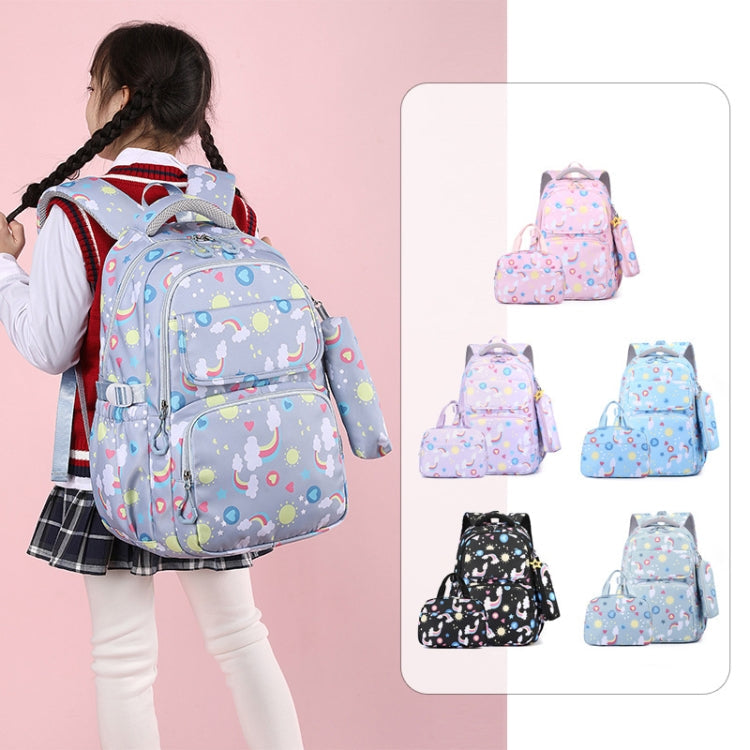 3 In 1 Kids  School Backpack Small Student Book Bag with Lunch Bag ＆ Pencil Case(Black)