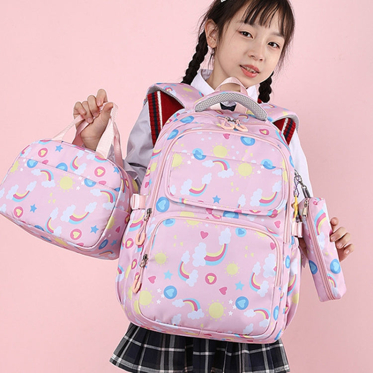 3 In 1 Kids  School Backpack Small Student Book Bag with Lunch Bag ＆ Pencil Case(Purple)