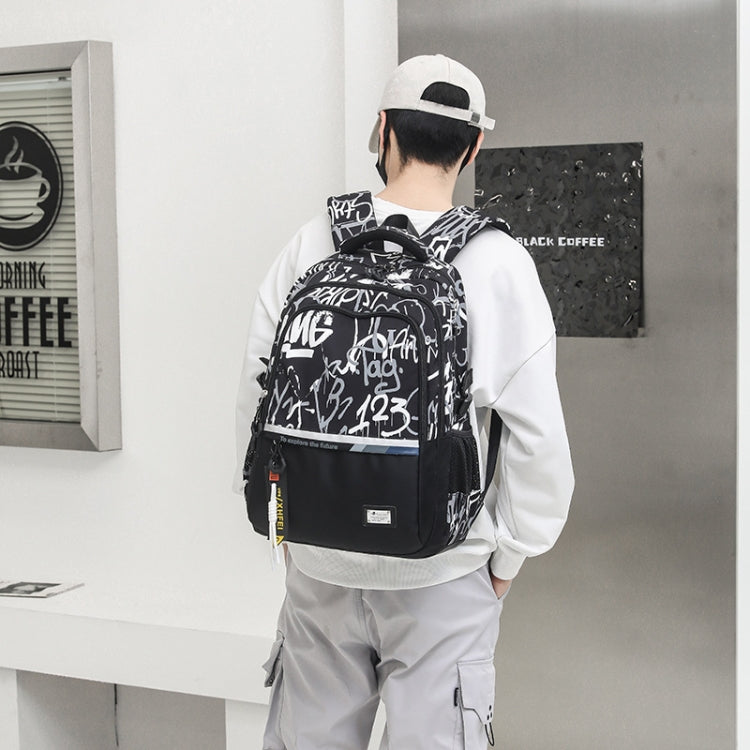 For Teens Boys Travel Laptop Backpack School Bag Casual Book Bag, Style: White Gray Letter