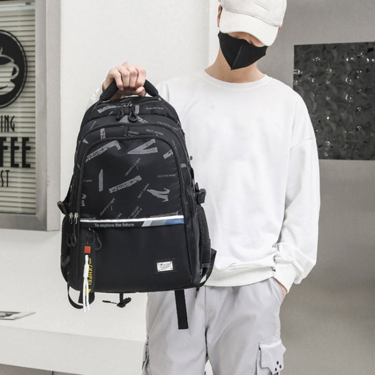 For Teens Boys Travel Laptop Backpack School Bag Casual Book Bag, Style: White Gray Letter