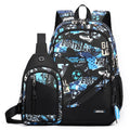 2 In 1 Men Backpack Lightweight Outdoor Daypack Boys Bookbag With Chest Bag, Spec: Blue Football