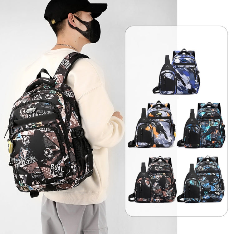 2 In 1 Men Backpack Lightweight Outdoor Daypack Boys Bookbag With Chest Bag, Spec: Blue Honeycomb