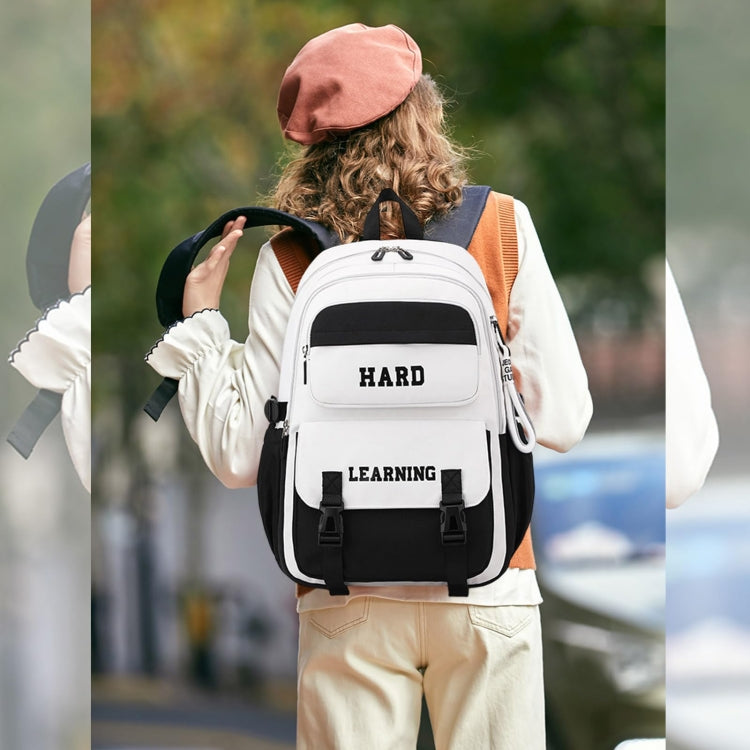 Contrast Color Casual Backpack College School Bag 15.6-inch Laptop Bag(Purple white)