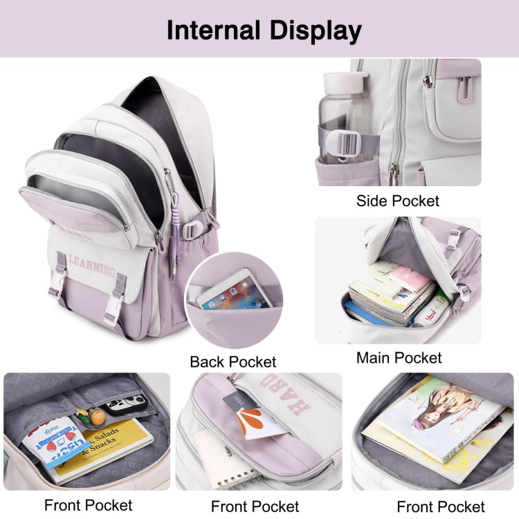 Contrast Color Casual Backpack College School Bag 15.6-inch Laptop Bag(Blue and white)