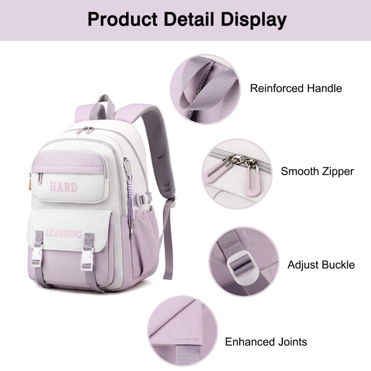 Contrast Color Casual Backpack College School Bag 15.6-inch Laptop Bag(Blue and white)