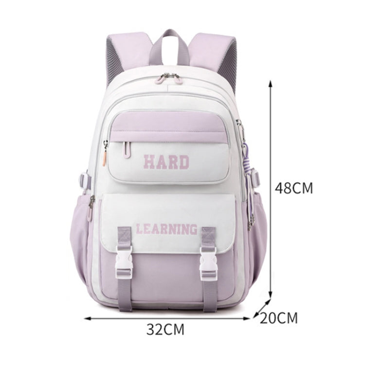 Contrast Color Casual Backpack College School Bag 15.6-inch Laptop Bag(Purple white)