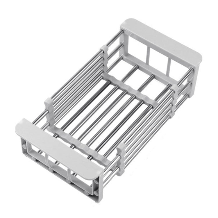 Kitchen Drainage Rack Stainless Steel Retractable Sink Shelf Flatware Storage Organizer, Specification: Small Gray