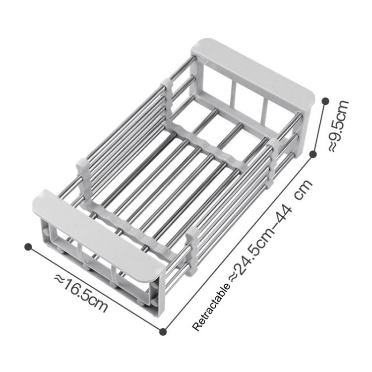 Kitchen Drainage Rack Stainless Steel Retractable Sink Shelf Flatware Storage Organizer, Specification: Small Gray