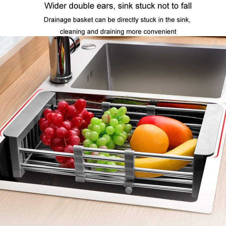 Kitchen Drainage Rack Stainless Steel Retractable Sink Shelf Flatware Storage Organizer, Specification: Large Black