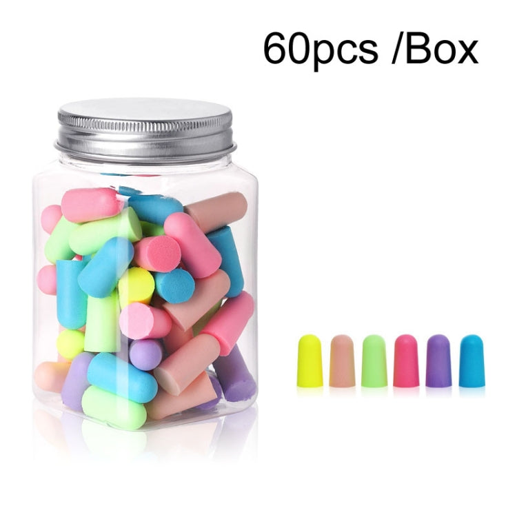 60pcs /Box Memory Foam Earplugs Student Dormitory Sleeping Noise Reduction Soundproof Earplugs(Mixed Colors)