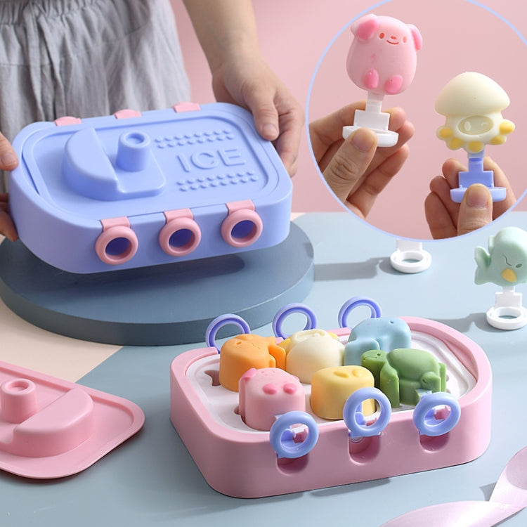 Boat Shape Cartoon Silicone Ice Mold DIY Ice Cream Popsicle Molds(Blue)
