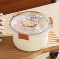 1100ml Cartoon Round Microwaveable Bento Box Outdoor Student Lunch Box(Bear Brown)
