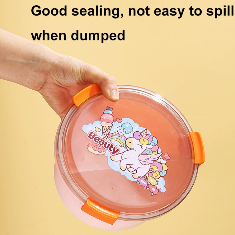 1100ml Cartoon Round Microwaveable Bento Box Outdoor Student Lunch Box(Space Blue)
