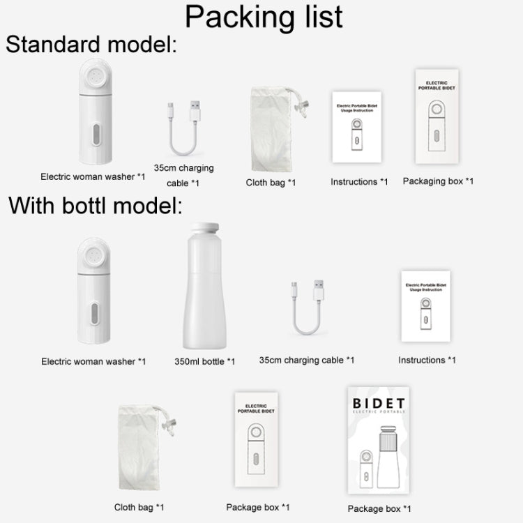 Female Handheld Mini External Vaginal Wash Maternity Portable Electrical Feminine Cleanser, Model: With LED Light+Bottle