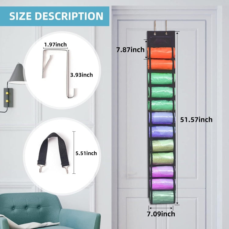 Double-Sided 24 Grids Storage Hanging Bag Hanging Storage Closet Behind Door Storage Organizer(Black)