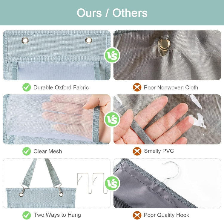 Double-Sided 24 Grids Storage Hanging Bag Hanging Storage Closet Behind Door Storage Organizer(Grey)