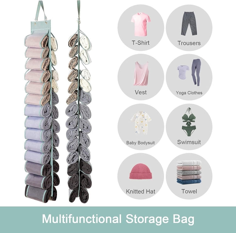 Double-Sided 24 Grids Storage Hanging Bag Hanging Storage Closet Behind Door Storage Organizer(Grey)