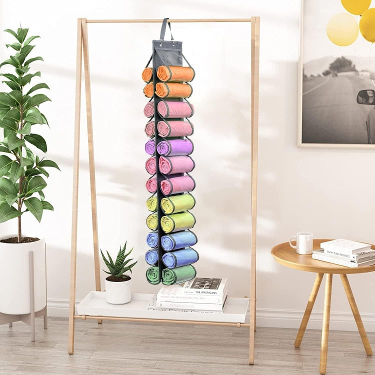 Double-Sided 24 Grids Storage Hanging Bag Hanging Storage Closet Behind Door Storage Organizer(Grey)