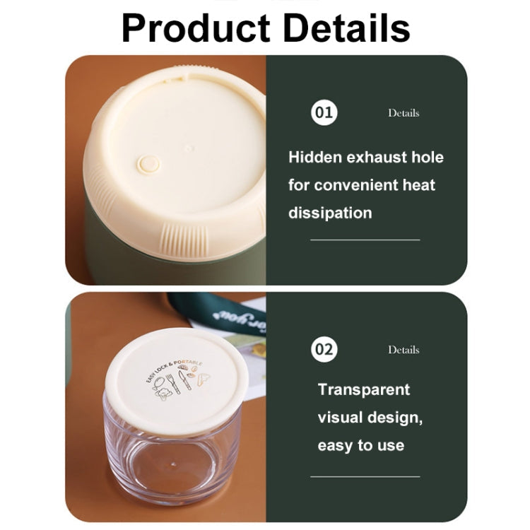 700ML 304 Stainless Steel Large-Capacity Double-Layer Soup Cup Student Yogurt Breakfast Cup(Green)