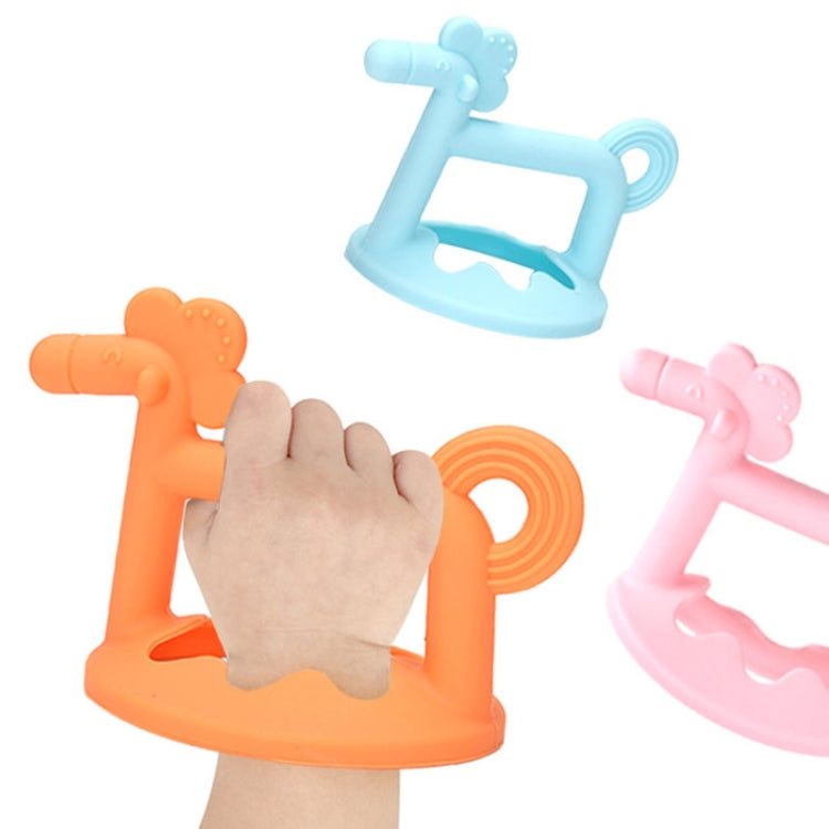 Silicone Baby Teether Anti-Eating Hand Bracelets Baby Teething Stick Toy, Color: Pony+Box Blue