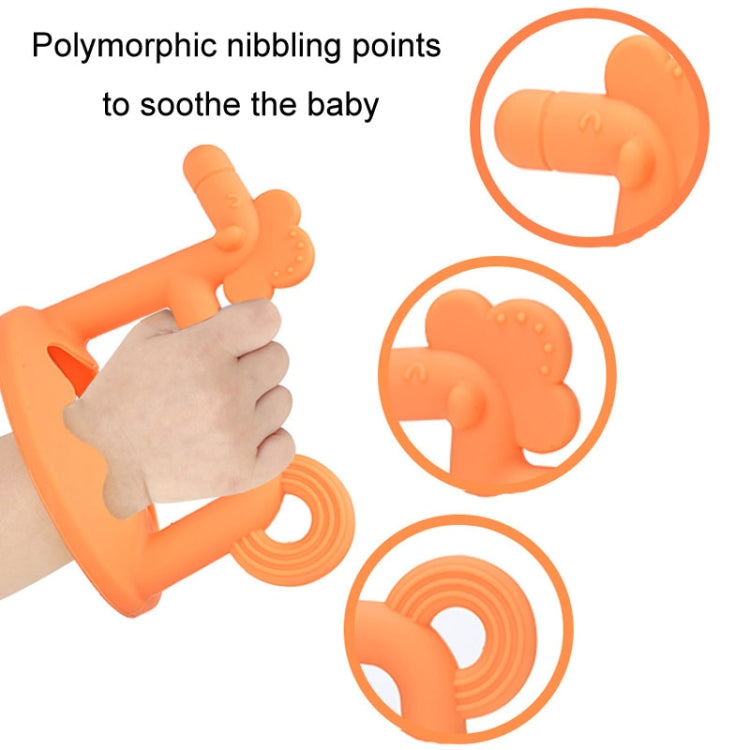 Silicone Baby Teether Anti-Eating Hand Bracelets Baby Teething Stick Toy, Color: Pony+Box Orange