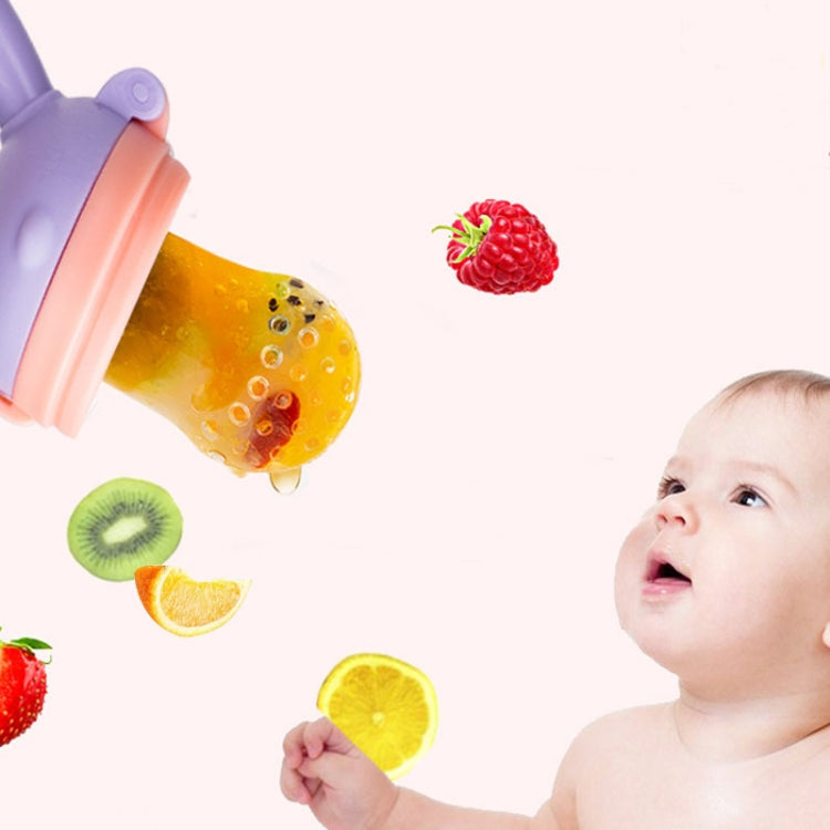 Baby Pacifier Fruit Vegetable Auxiliary Feeder Cute Deer Fruit Bite Pouch Teething Stick, Color: With Box Purple