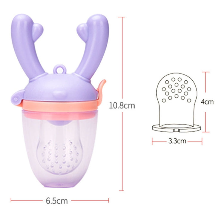 Baby Pacifier Fruit Vegetable Auxiliary Feeder Cute Deer Fruit Bite Pouch Teething Stick, Color: With Box Purple