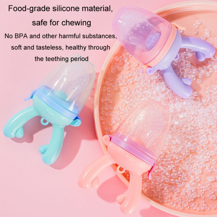 Baby Pacifier Fruit Vegetable Auxiliary Feeder Cute Deer Fruit Bite Pouch Teething Stick, Color: With Box Blue