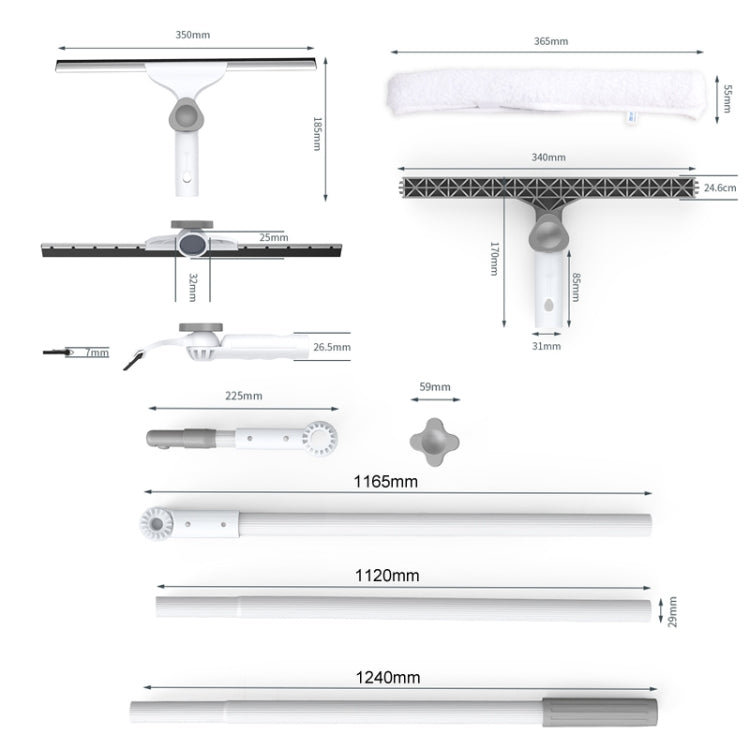 1.2m Household Universal Splicing Pole Glass Wiper Glass Cleaning Tools Standard Set