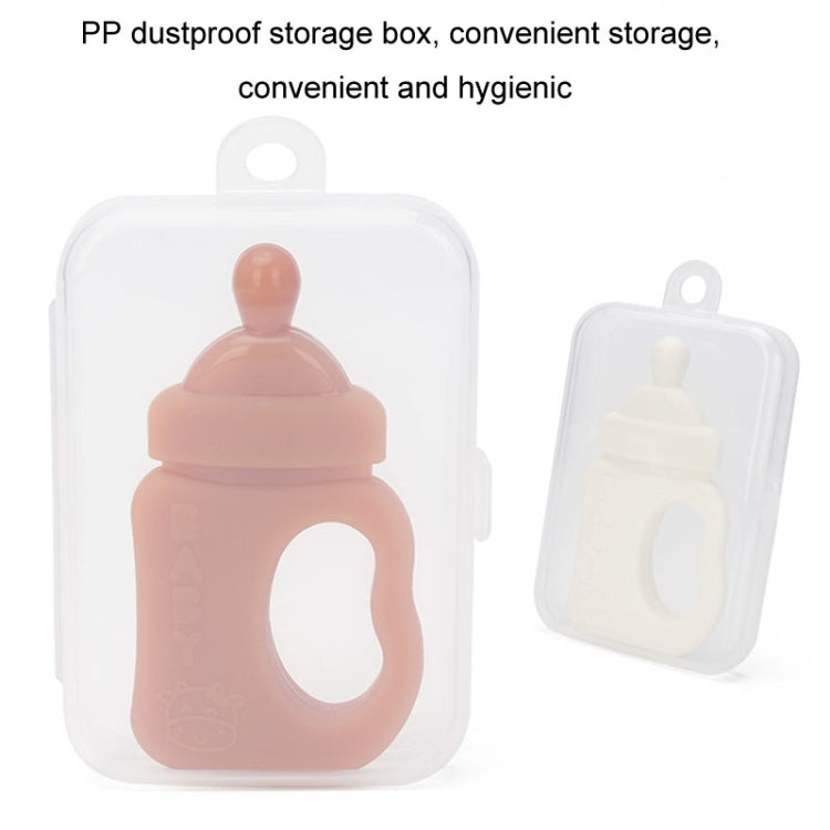 Baby Silicone Teether Bottle Bite Teether Teething Stick, Color: Without Box Milk White