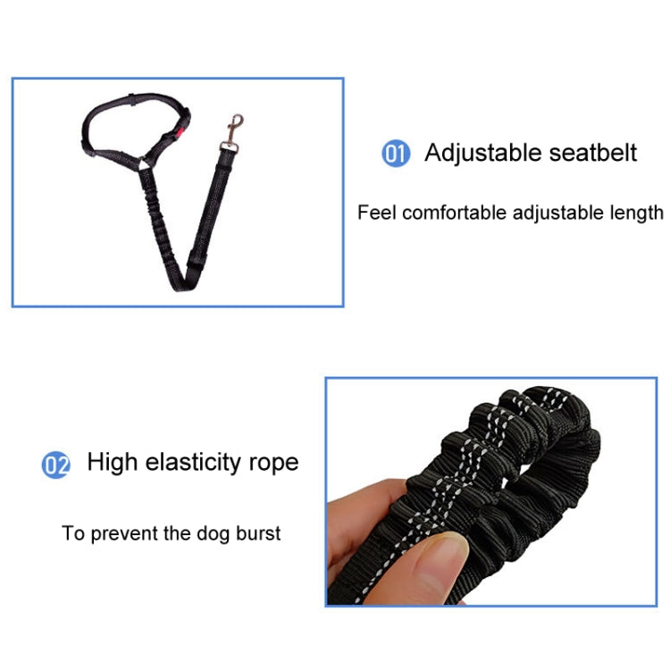 Dog Vehicle Seat Belt Rope Elastic Cushioned Towing Leash, Width: 2.5cm(Black)