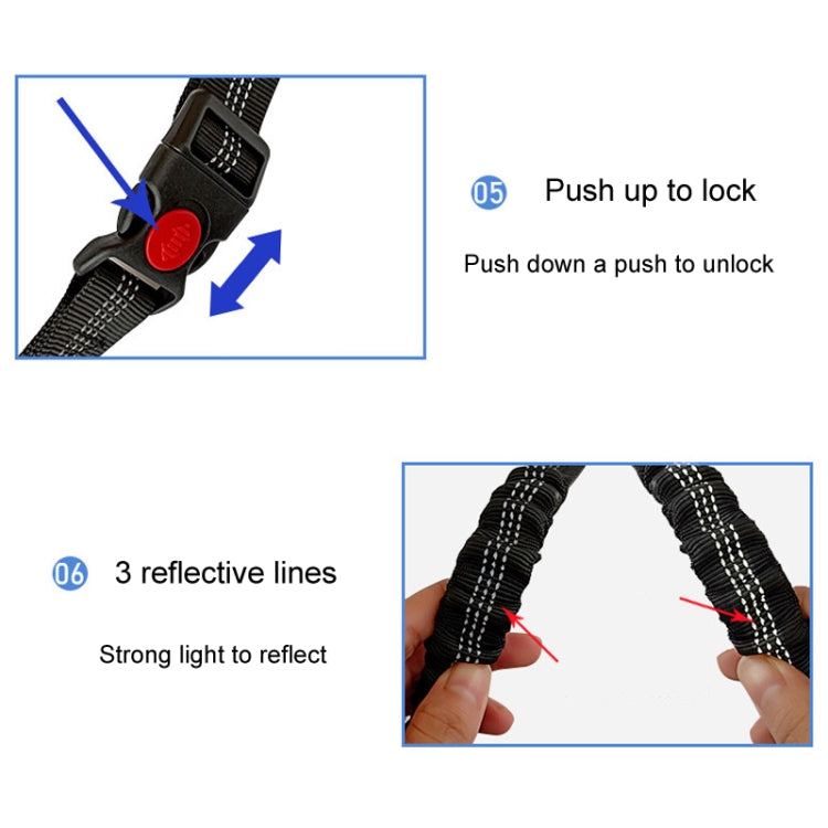 Dog Vehicle Seat Belt Rope Elastic Cushioned Towing Leash, Width: 2.5cm(Black)