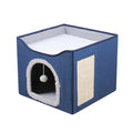 Multifunctional Sisal Cats Scratching Board Foldable Pet Bed(Navy Blue)
