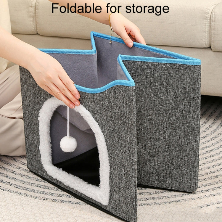 Multifunctional Sisal Cats Scratching Board Foldable Pet Bed(Navy Blue)
