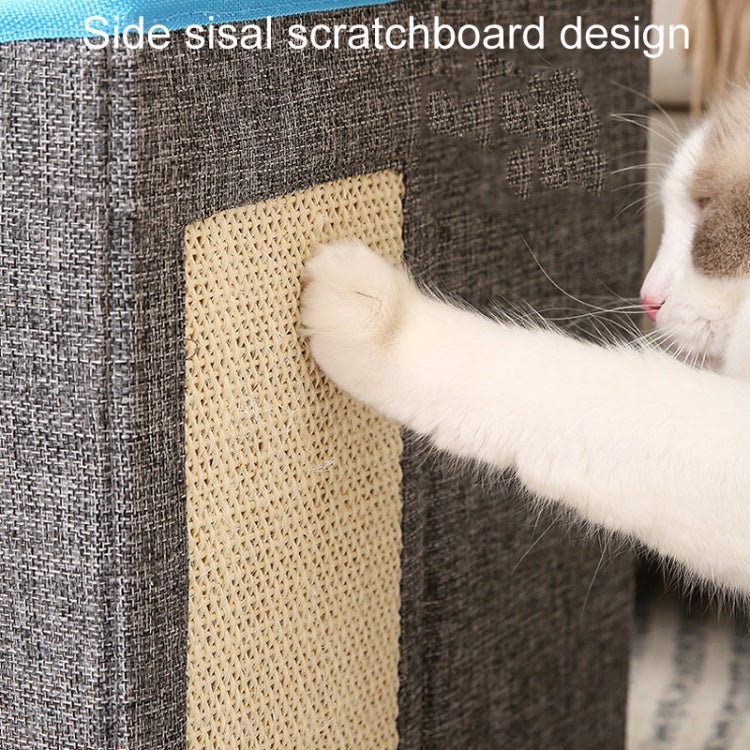 Multifunctional Sisal Cats Scratching Board Foldable Pet Bed(Navy Blue)