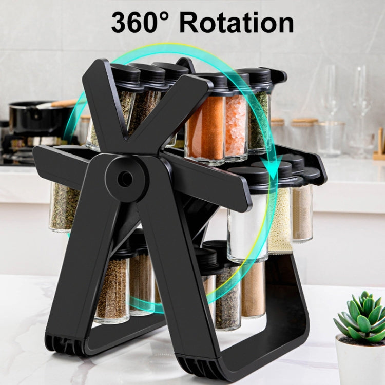 18-in-1 Rotating Ferris Wheel Kitchen Condiment Bottle Holder Set(Black)