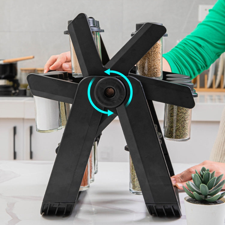 18-in-1 Rotating Ferris Wheel Kitchen Condiment Bottle Holder Set(Black)