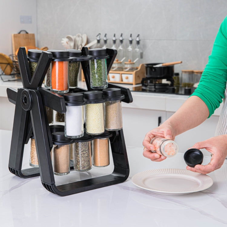 18-in-1 Rotating Ferris Wheel Kitchen Condiment Bottle Holder Set(Black)