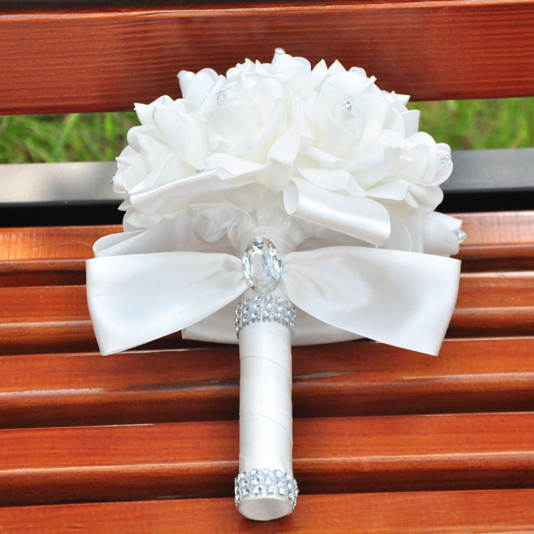 Wedding Bridal Hand Bouquet Simulation Flower Bouquet Wedding Supplies(White)