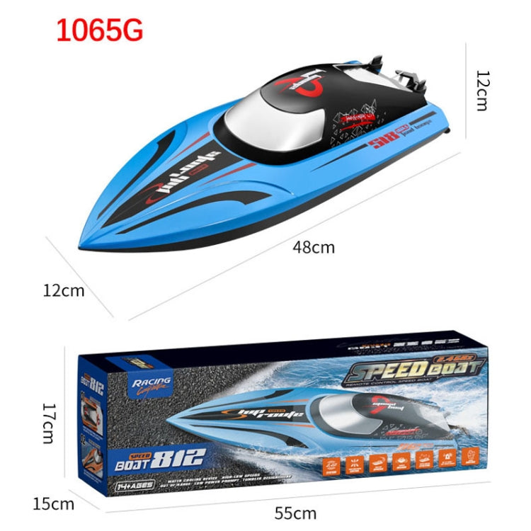 812 High-Speed RC Boat Large Horsepower Speedboat Long Endurance Waterproof Boys Water Toy Single Battery(Blue)