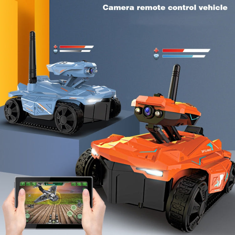 Tank Car Toys 720P HD Camera RC Car With Real-time Surveillance With Remote Controller(Blue)