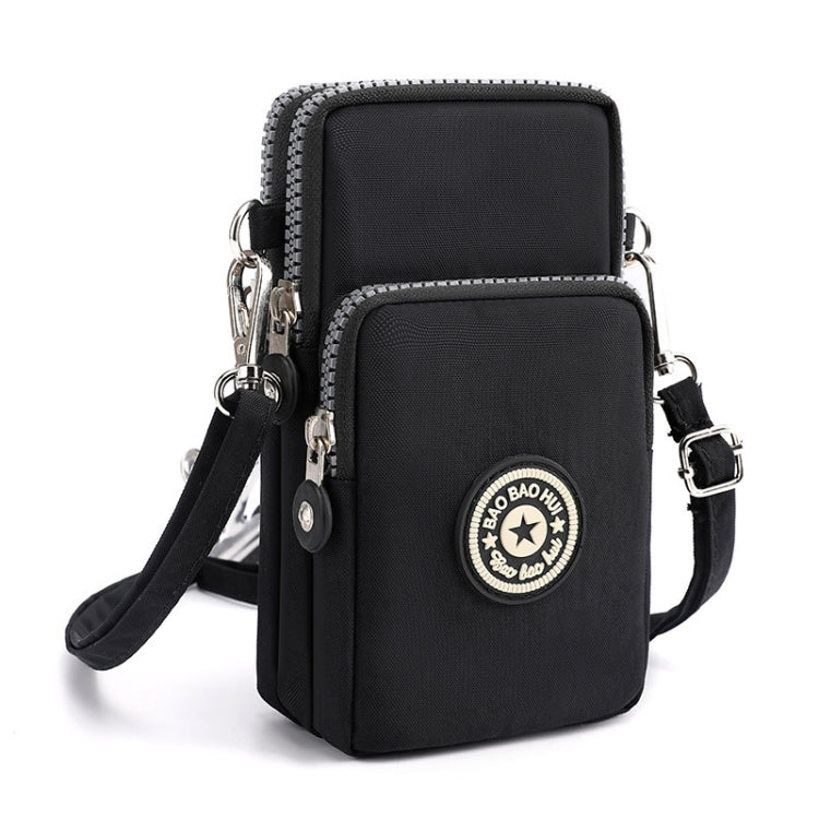 Crossbody Mobile Phone Bag Vertical Coin Purse with Armband for Women(Black)