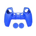 For PS5 Gamepad Silicone Protective Case Anti-Skid Soft Silicone Cover, Color: Blue+2 Hats