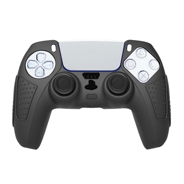 For PS5 Gamepad Silicone Protective Case Anti-Skid Soft Silicone Cover, Color: Black+2 Hats