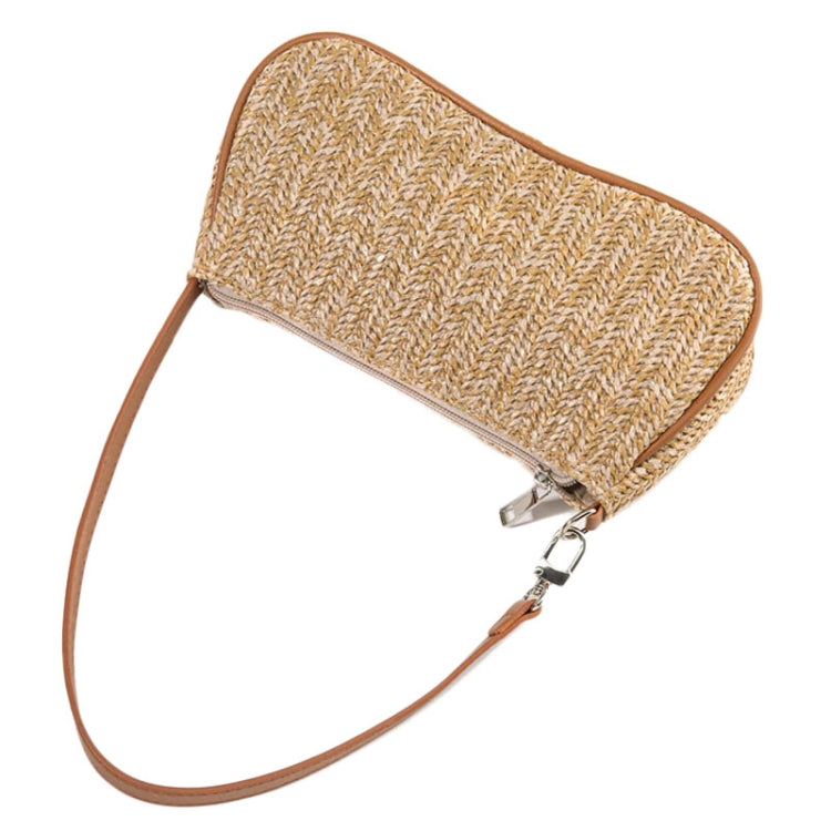 Women Woven Bag Single Shoulder Armpit Hundreds of Straw Bag(Khaki)